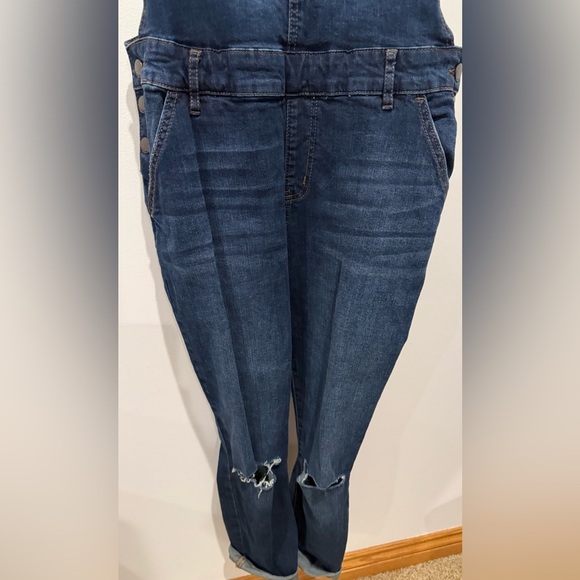 Dark Blue Jean Women's Refuge Overall Ripped Distressed Grunge Punk - Picture 2 of 13